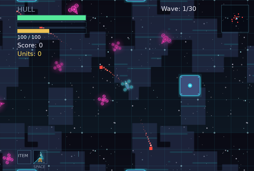 Enemy drones converging across the Core arena grid